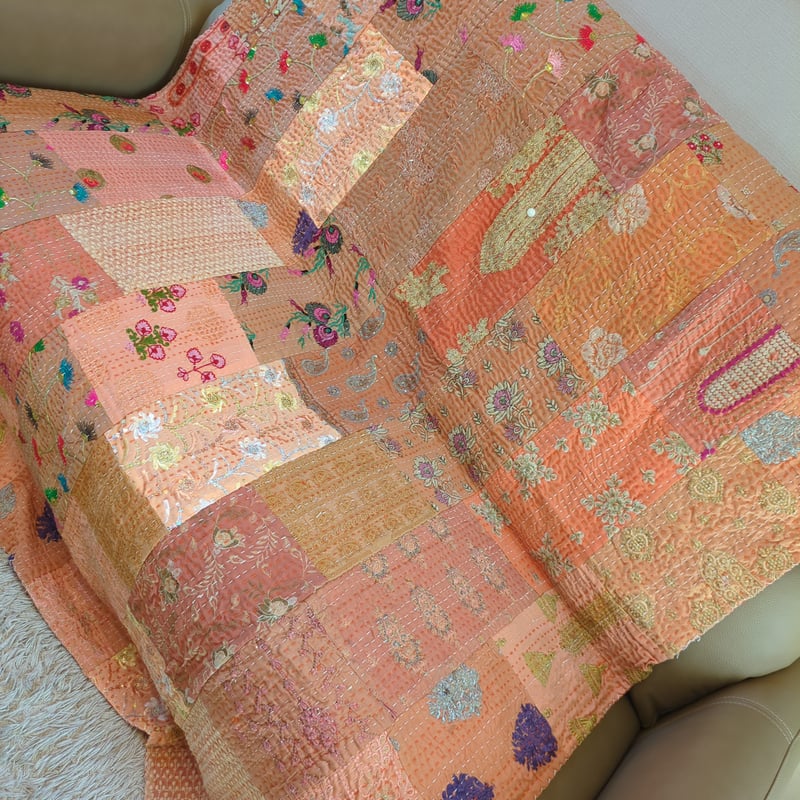 M】パステルっぽいオレンジ畑 カンバディアキルト 358 | Adlang