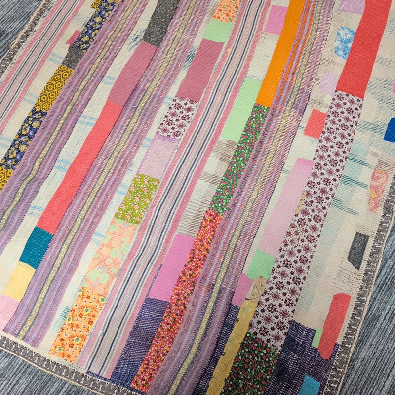 店主おすすめ♡くすみピンク♡ヴィンテージカンタキルト ラリーキルト