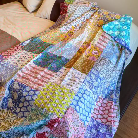 O様ご予約品【M】夏を感じて元気ちゃん　ブロックプリント カンタキルト 301