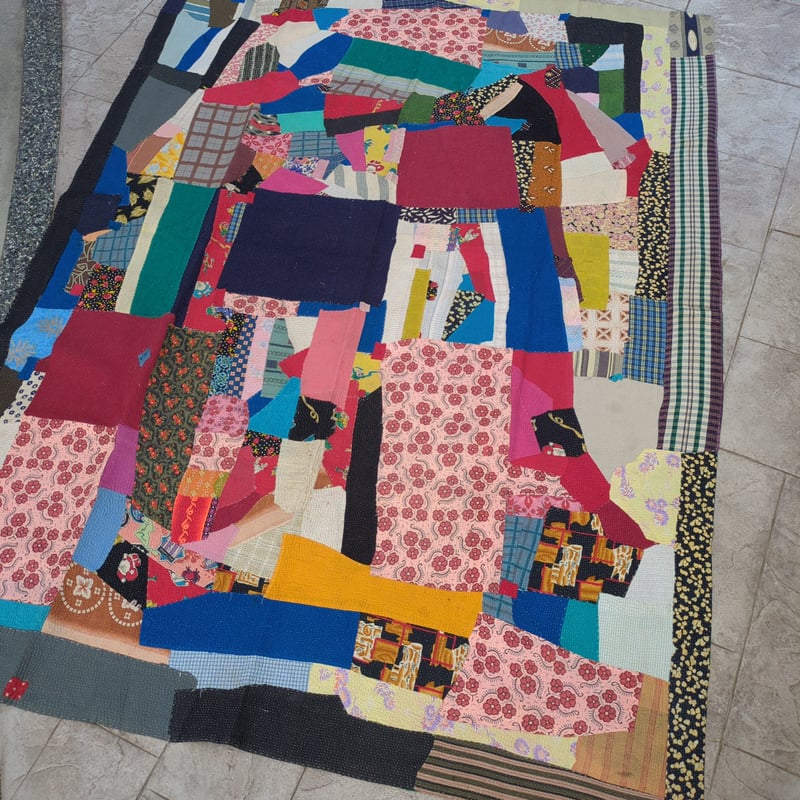 インド製ヴィンテージカンタ55 ラリーキルト ブルー ラベンダー イエロー