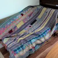 ピンクのシマウマ ブロックプリント ヴィンテージカンタキルト 690