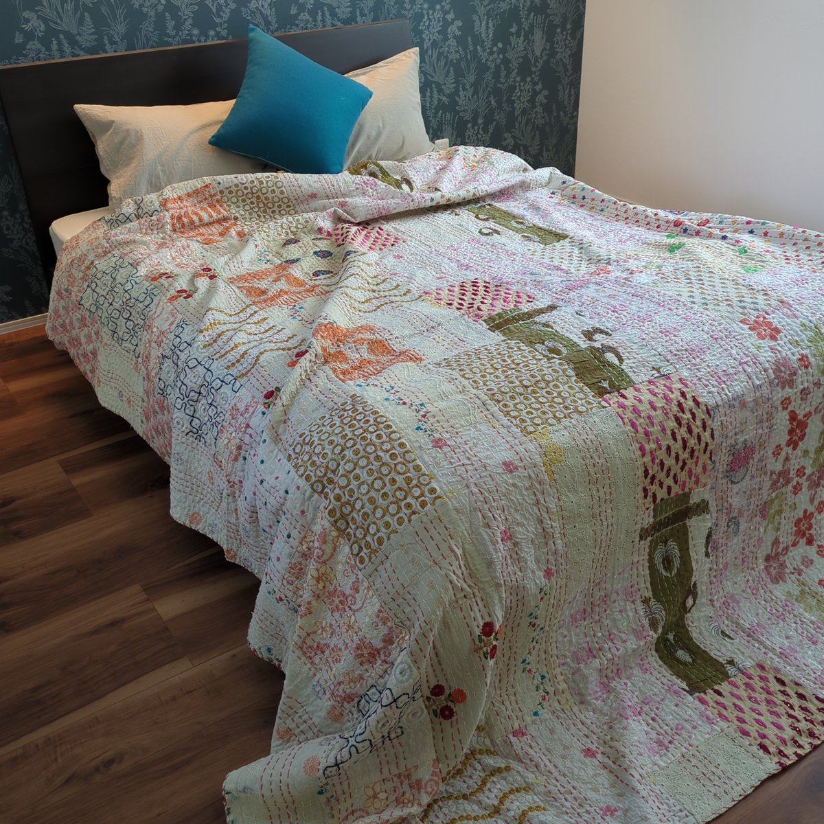 L】ホワイト✕ピンク✕オレンジ カンバディアキルト 363 | Adlang