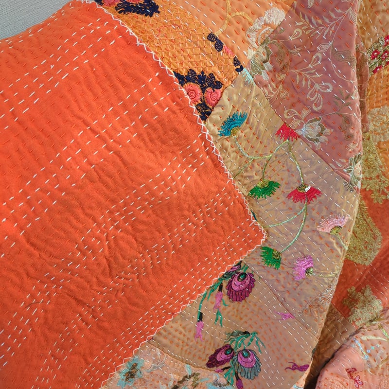 M】パステルっぽいオレンジ畑 カンバディアキルト 358 | Adlang