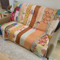 77❁︎レアな大判ロング！ヴィンテージ カンタキルト ラリーキルト　ソファーカバ 77❁︎レアな大判ロング！ヴィンテージ カンタキルト ラリーキルト