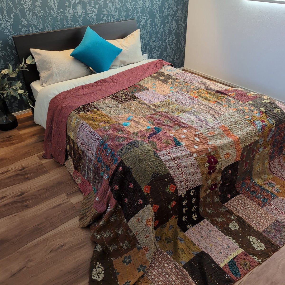 L】秋の楽園 パッチワーク カンバディアキルト ハンドメイド 603