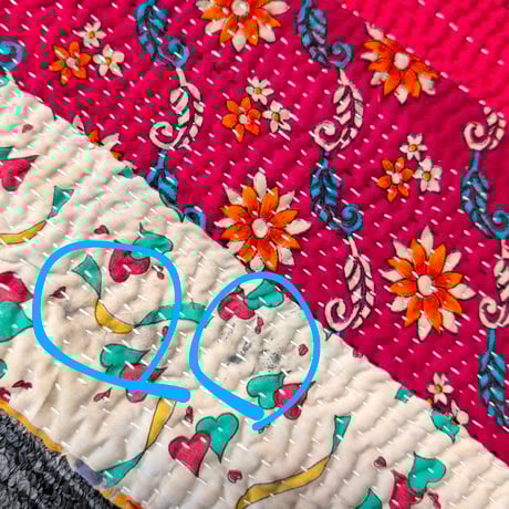 大判 ビビット ヴィンテージラグ インド伝統工芸 インド綿 エスニック ラリーキルト 749