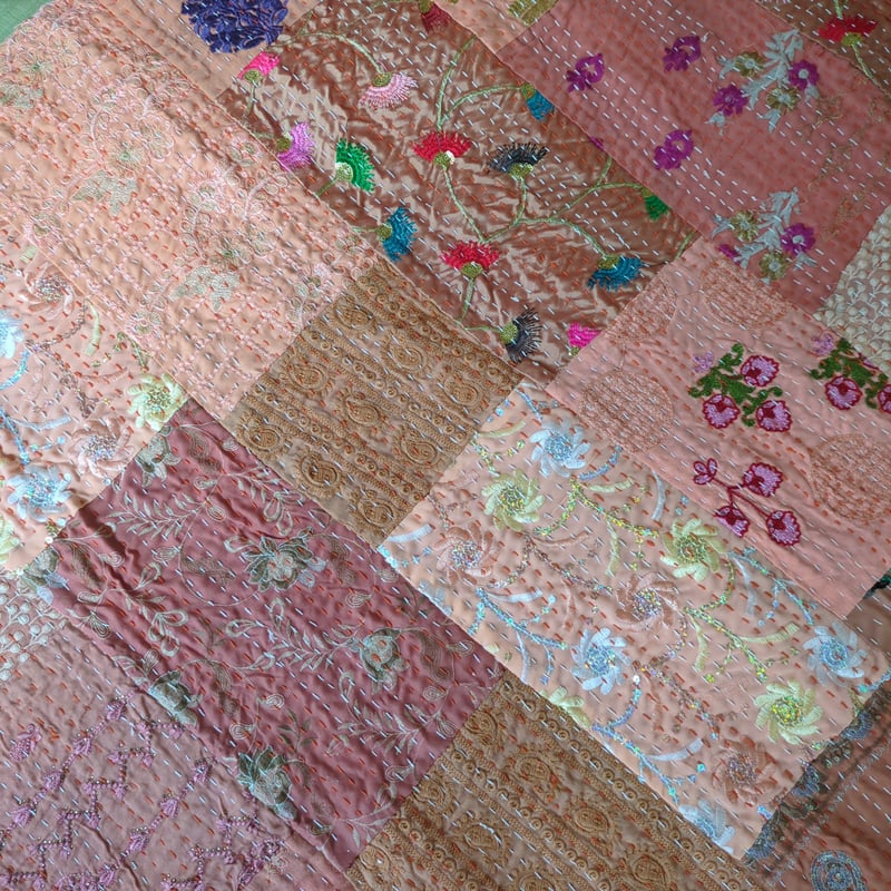 M】パステルっぽいオレンジ畑 カンバディアキルト 358 | Adlang