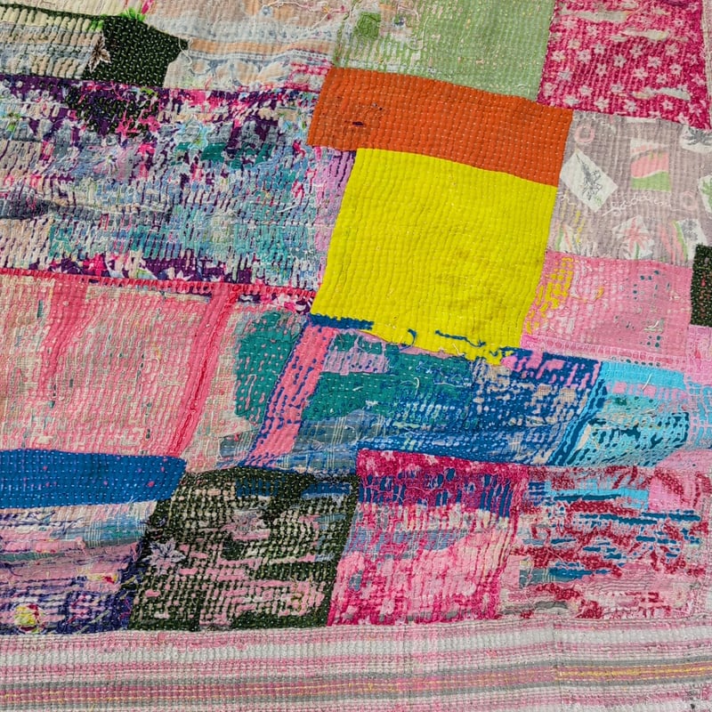 大判 色の万華鏡 ヴィンテージカンタキルト ラリーキルト インド伝統