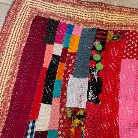 大判 ビビット ヴィンテージラグ インド伝統工芸 インド綿 エスニック ラリーキルト 749