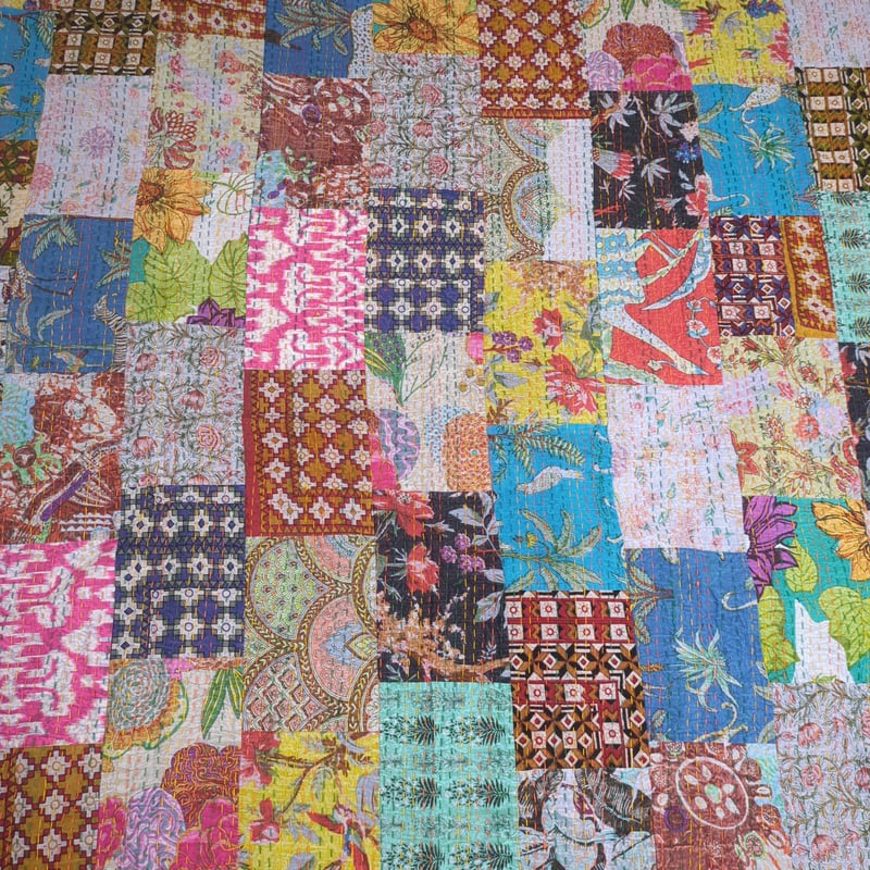 M】くすみカラー プリント入 ストーンウォッシュカンタキルト 327 | Adlang