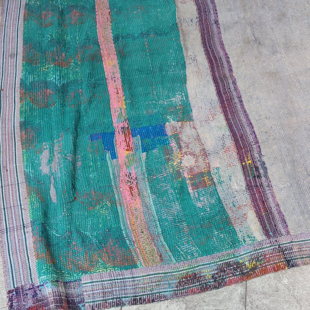 大判 色の万華鏡 ヴィンテージカンタキルト ラリーキルト インド伝統