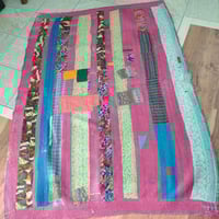 【訳あり】ストライプ ラリーキルト ヴィンテージカンタ ラグ 373