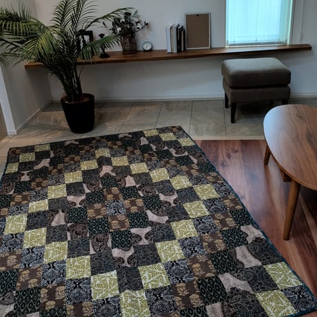 【M】花 パッチワーク ブロックプリント カンタキルト397 2bf81b1b9ae27a79fe1f5536d4bfa0