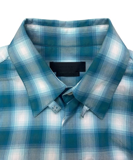 Alexander McQUEEN Teal and white gingham check shirt