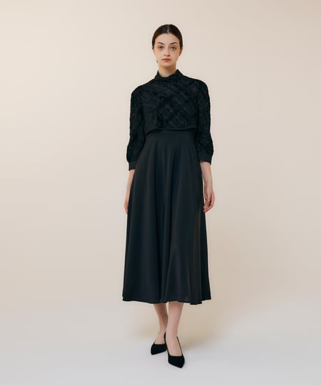 jacquard set up dress  [black]