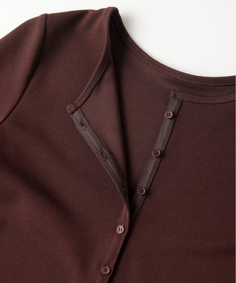 button front long dress  [brown]