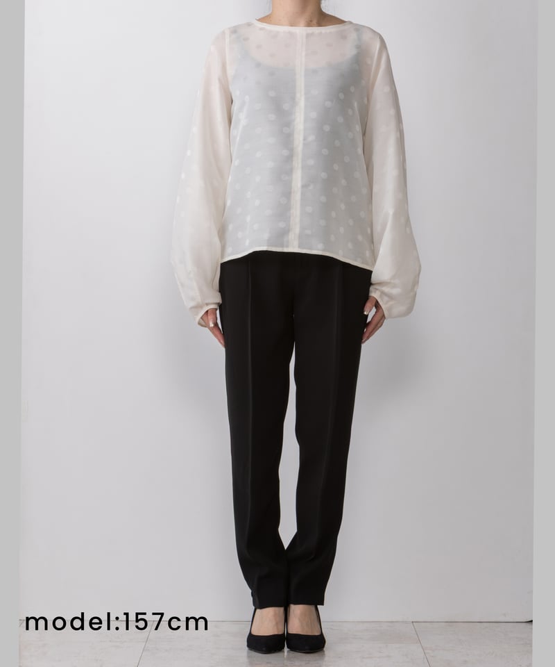 【emily】T.japanドットブラウス　ホワイト emily】T.japanドットブラウス ホワイト ドットブラウス[ホワイト