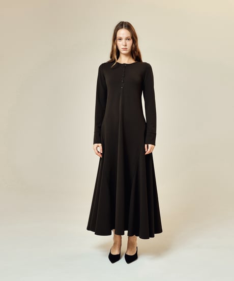 button front long dress  [green]