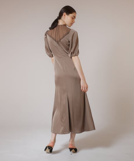 satin and chiffon dress  [brown]