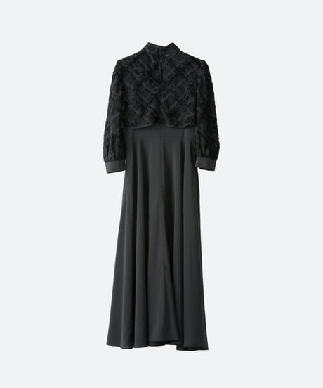 jacquard set up dress  [black]
