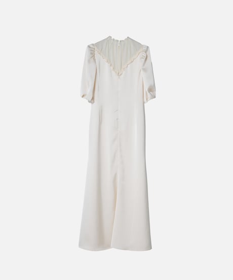 satin and chiffon dress  [ecru]