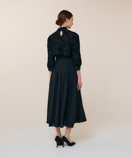 jacquard set up dress  [black]