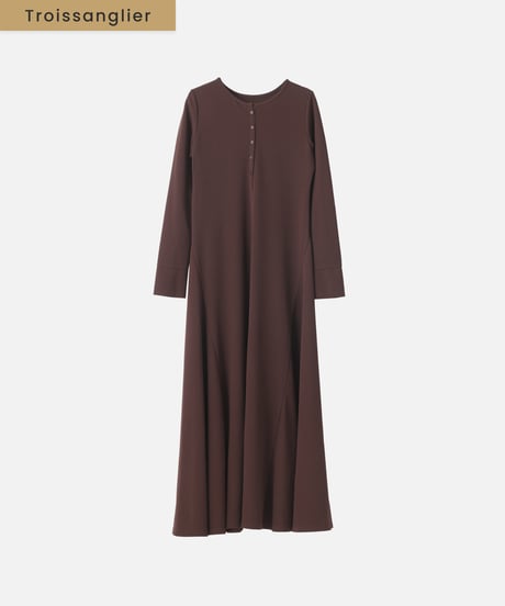 button front long dress  [brown]