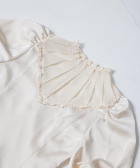 satin and chiffon dress  [ecru]
