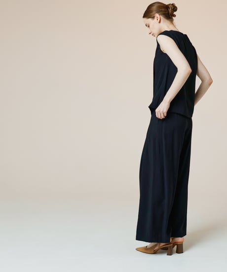 リネンライクアシンメトリーセットアップ[ブラック]
