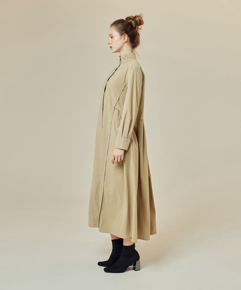 【美品】パラスパレス フェルト調 薄手 ウールロングコート ベージュ 新品 ZARA 16 900円 トレンチコート マキシコート ベージュ 小花