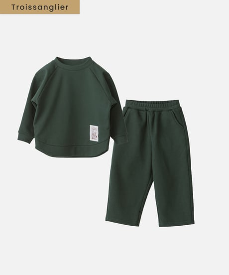 kids cotton sweat setup [forest green]