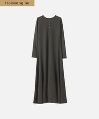 button front long dress  [green]