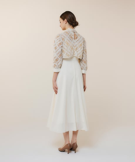 jacquard set up dress  [milkbeige]
