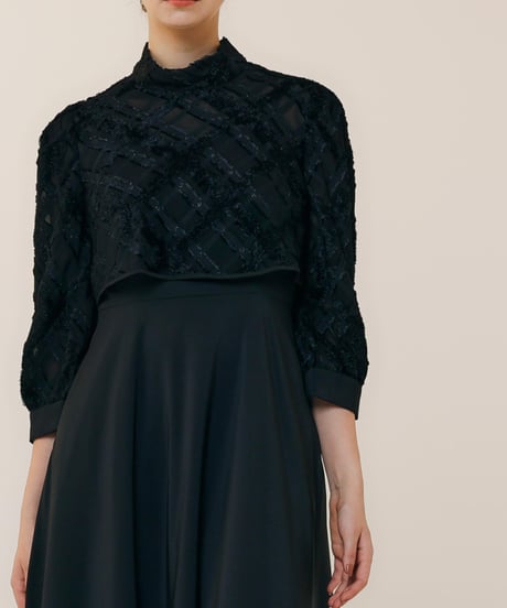 jacquard set up dress  [black]