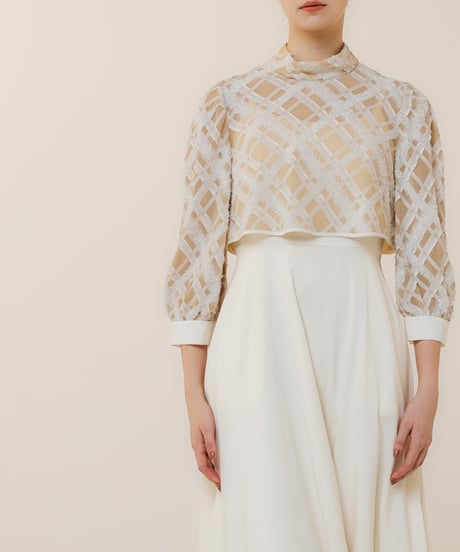 jacquard set up dress  [milkbeige]