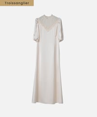 satin and chiffon dress  [ecru]