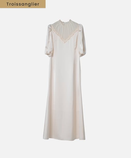 satin and chiffon dress  [ecru]