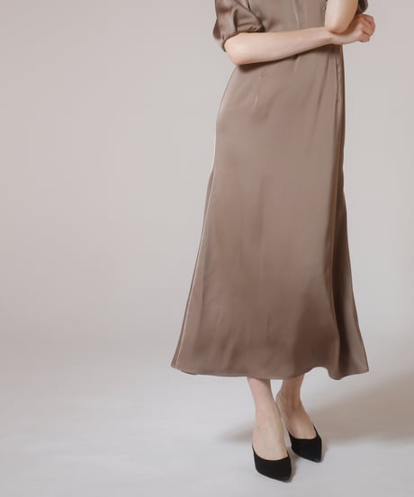 satin and chiffon dress  [brown]