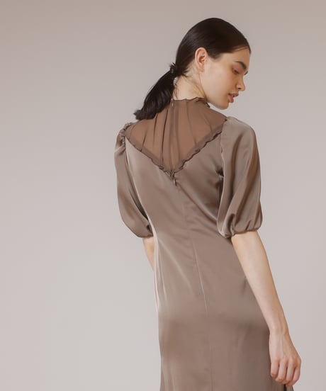 satin and chiffon dress  [brown]