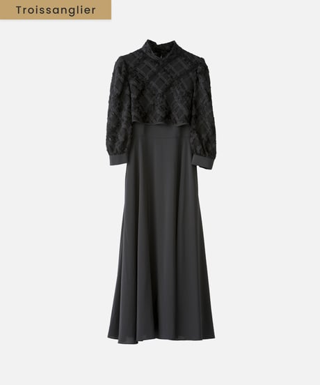 jacquard set up dress  [black]