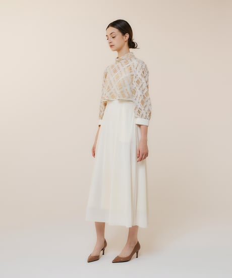 jacquard set up dress  [milkbeige]