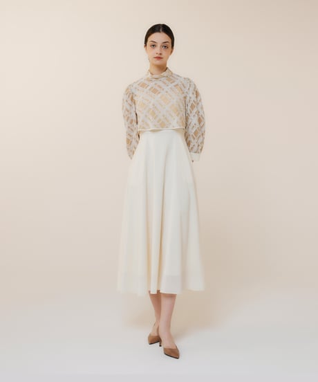 jacquard set up dress  [milkbeige]
