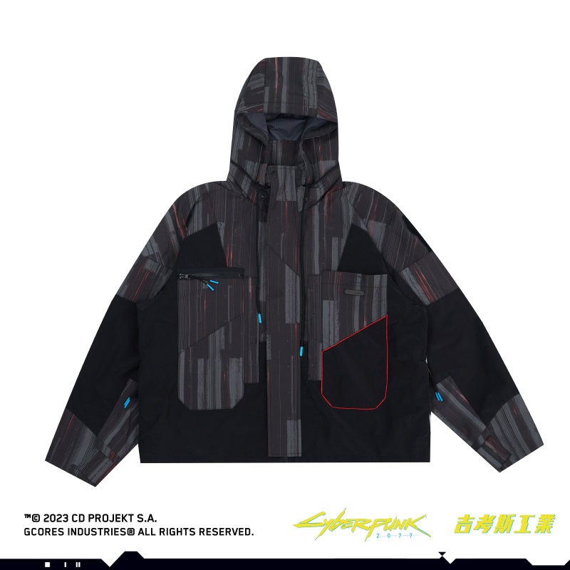 ジーコアズ工業×サイバーパンク2077 フード付きジャケット ブラック S 