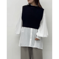 【CLOCHE】ニットベスト&シャツSET