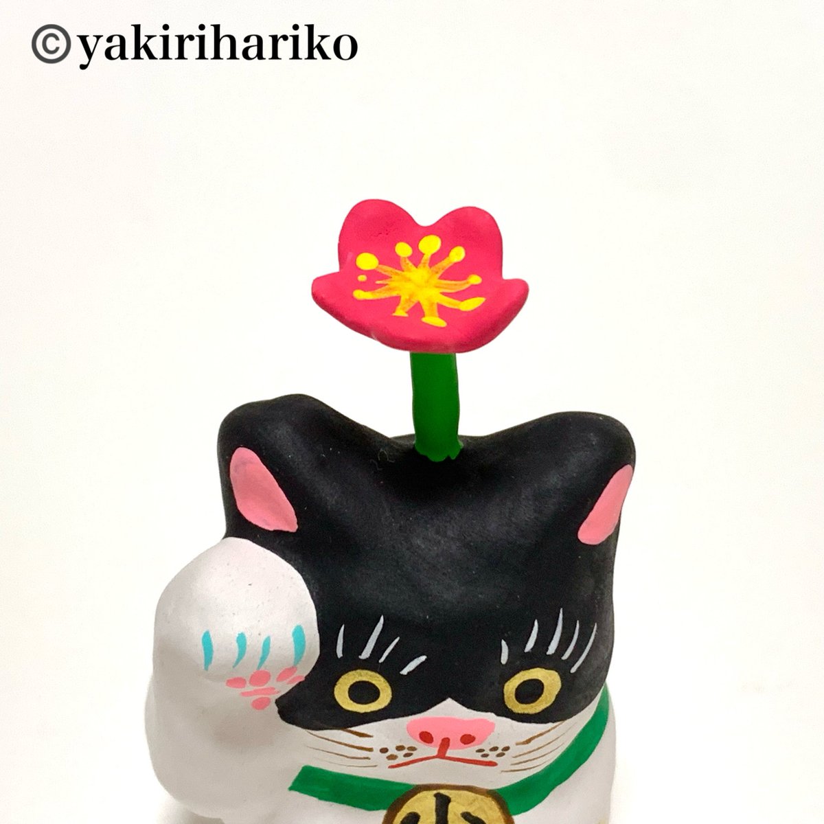 極小招き猫 三毛 フラワー | 矢切はりこ