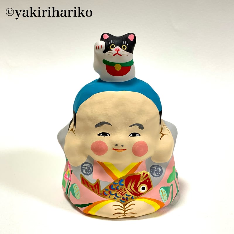 鯛抱っこ福助(大) 招き猫のせ | 矢切はりこ