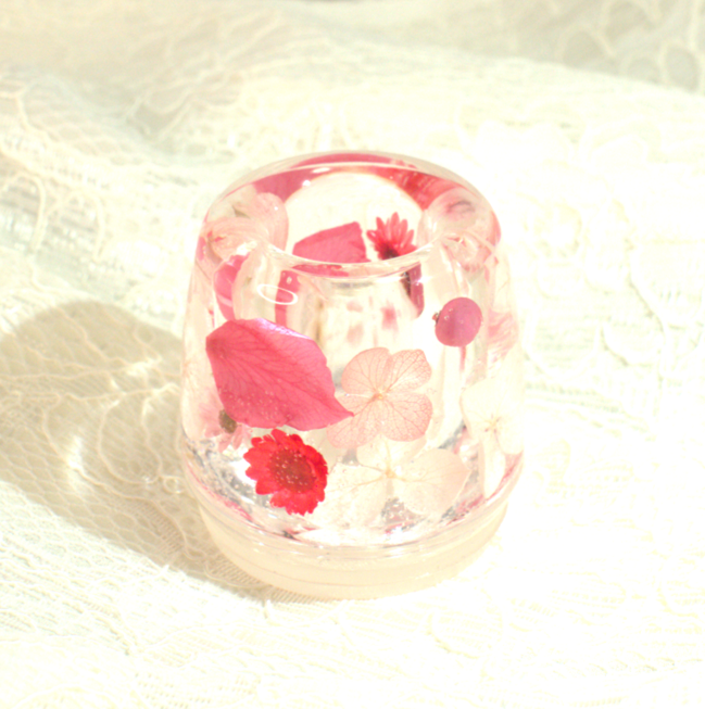 No.1015 ブルー系✨蝶の舞✨固まるハーバリウムペン立て ピンク系