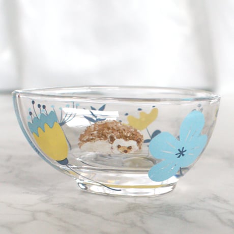 ハリネズミと北欧風フラワーのおしゃれなしずく型ミニボウルのセット　小鉢セット