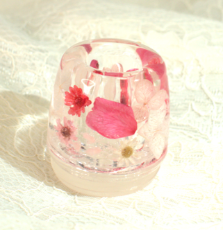 NO.327 ピンク系ミニ薔薇in✨固まるハーバリウムペン立て・印鑑立て ピンク系のハーバリウムペン立て 印鑑立て 歯ブラシ立て | 森のこびと