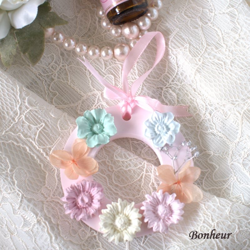 小花と紫陽花のアロマストーンサシェ アロマオイル1本付（森林の香り